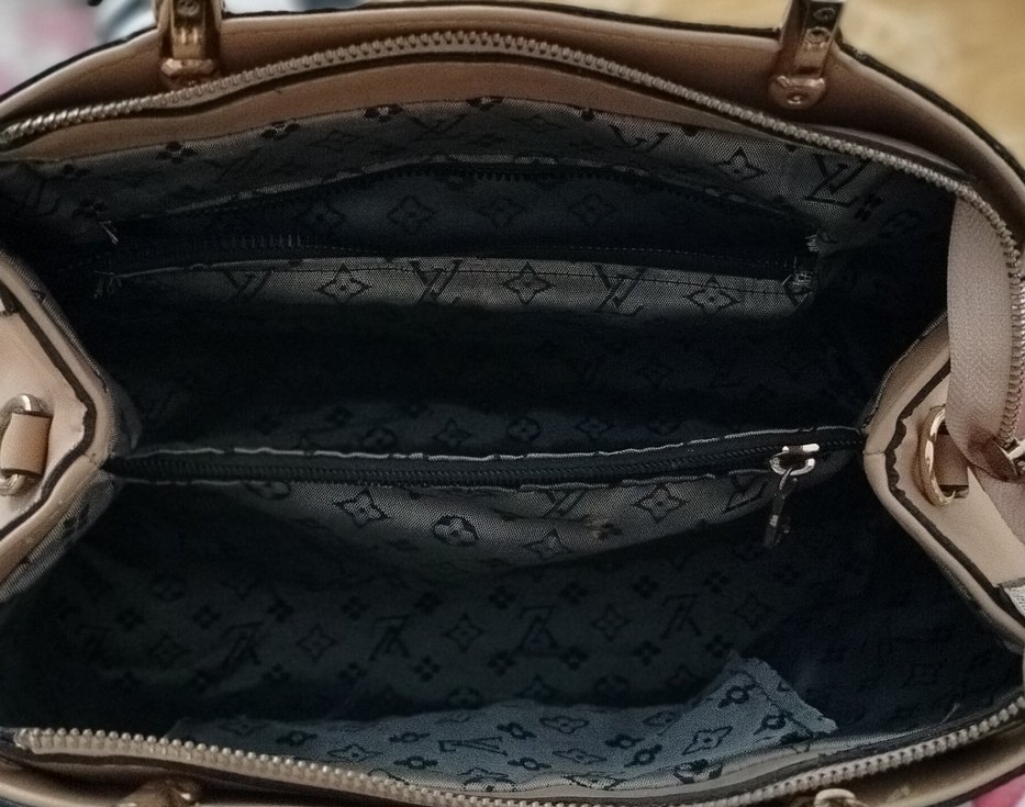 Bej Kare Desenli Deri Kadın Çanta - Görsel 5