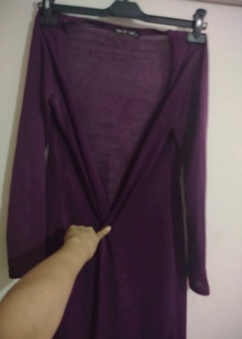 Uzun Mor Kadın Hırka - Görsel 2