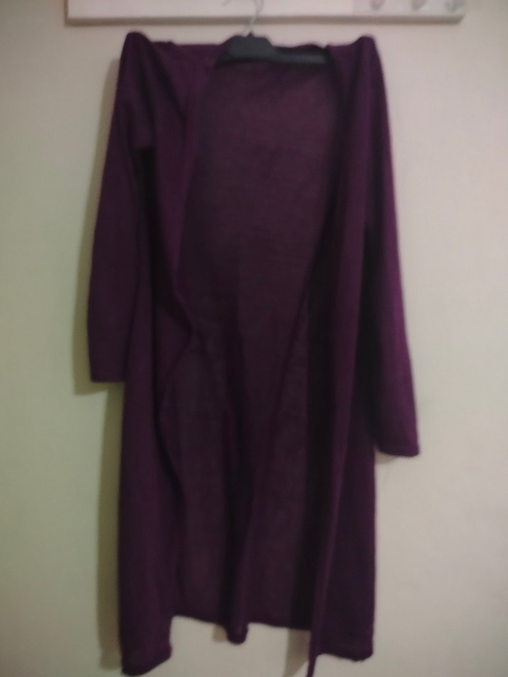 Uzun Mor Kadın Hırka - Görsel 3