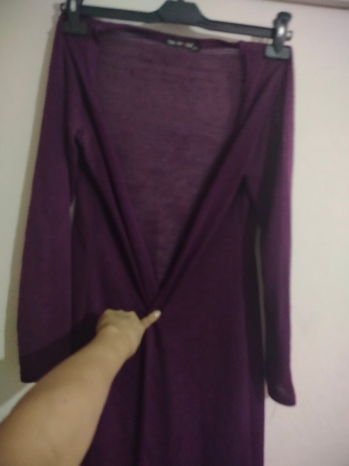 Uzun Mor Kadın Hırka - Görsel 2