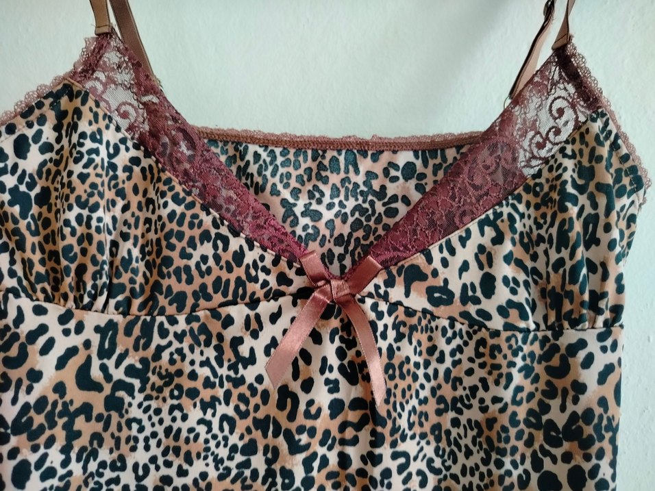 Leopar Askılı Mini Gecelik ve tangası takım alırsanız fiyat alın - Görsel 3