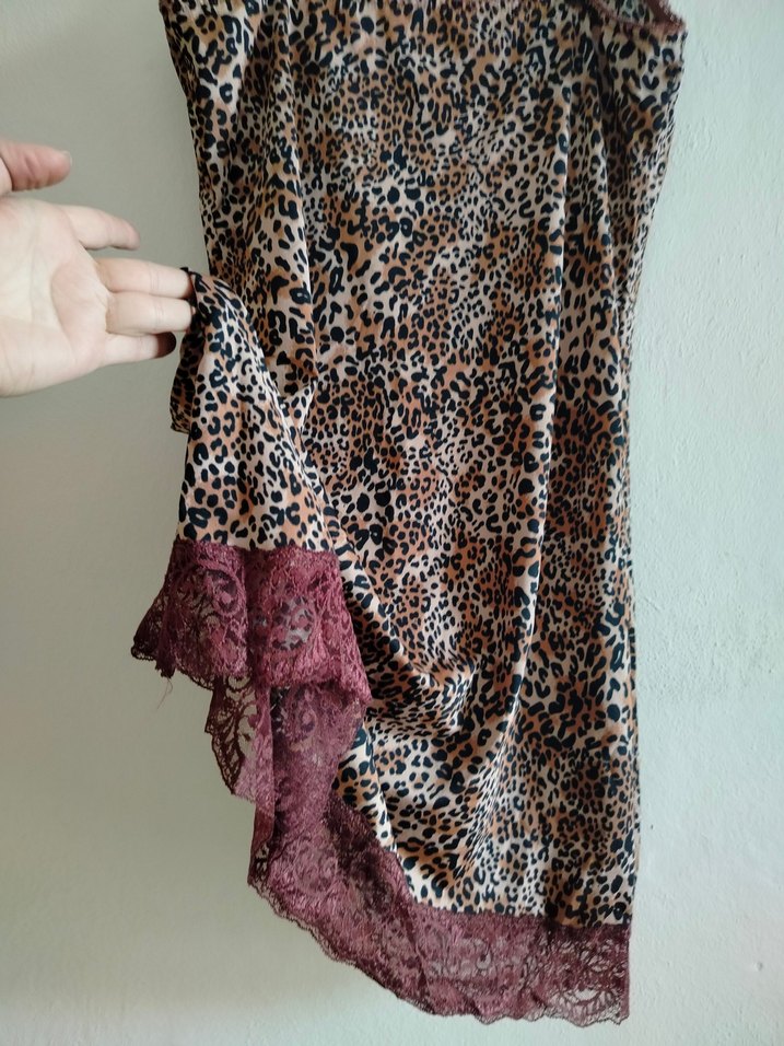 Leopar Askılı Mini Gecelik ve tangası takım alırsanız fiyat alın - Görsel 2