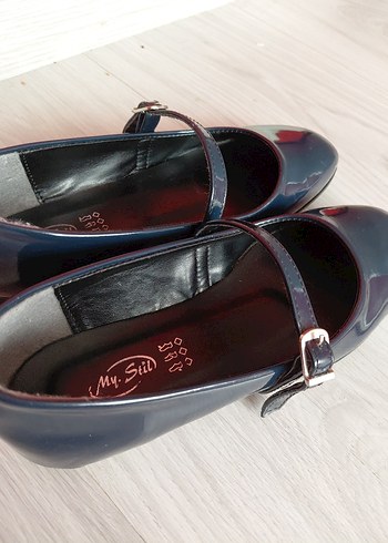 Kızlar için Koyu Mavi Tokalı Babet - Görsel 3