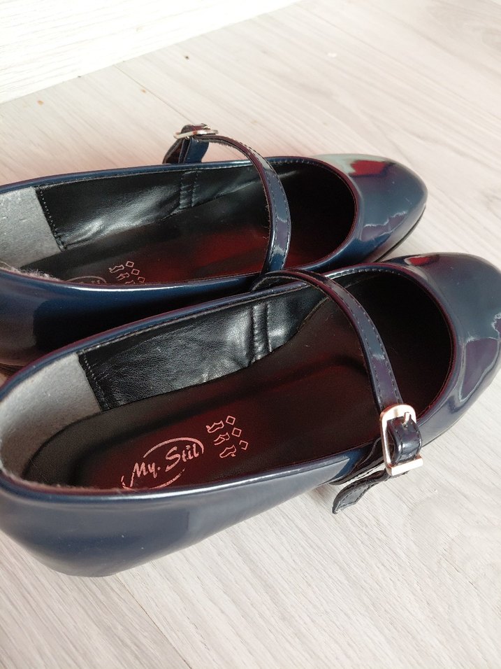 Kızlar için Koyu Mavi Tokalı Babet - Görsel 3