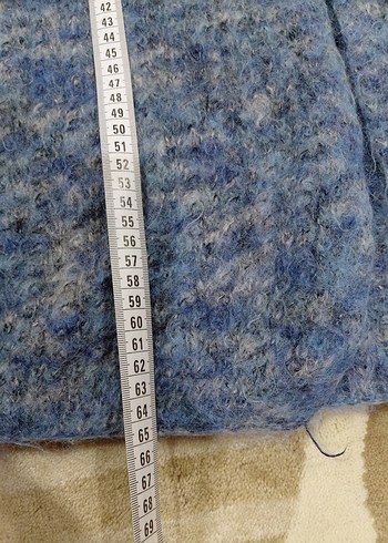 Bohem Gri Mavi Örgü Kadın Yelek - Görsel 4