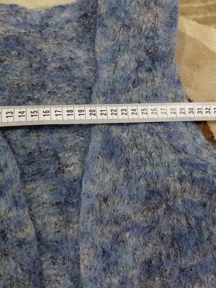 Bohem Gri Mavi Örgü Kadın Yelek - Görsel 3