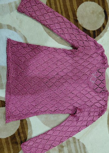 Pembe V Yaka Örgü Kadın bluz - Ana görsel