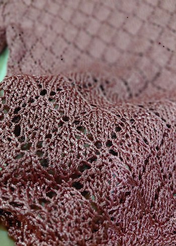 Pembe V Yaka Örgü Kadın bluz - Görsel 2