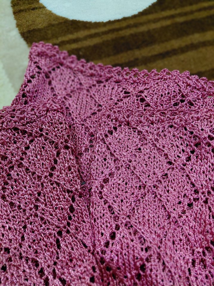 Pembe V Yaka Örgü Kadın bluz - Görsel 4