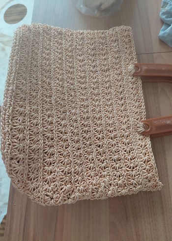 Bej Örgü Detaylı Bohem Kadın Çanta - Görsel 4