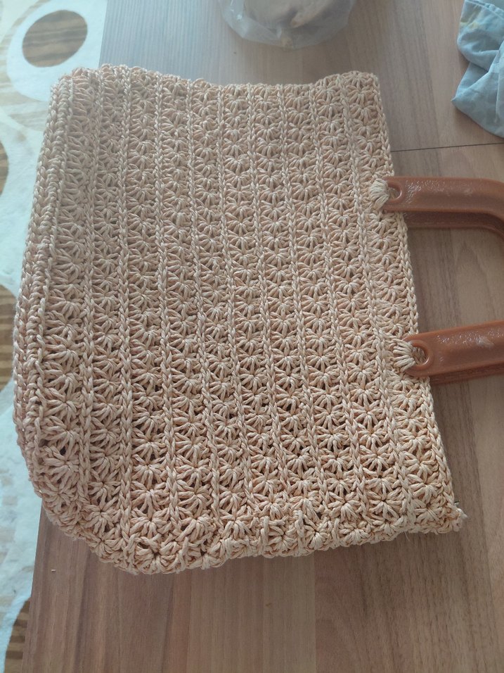 Bej Örgü Detaylı Bohem Kadın Çanta - Görsel 4