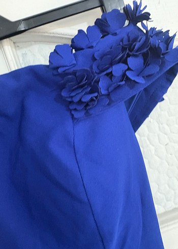 Mavi Straplez Midi Elbise - Görsel 2