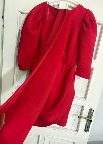 Kadın Kırmızı Midi Elbise - Görsel 3