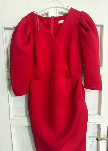 Kadın Kırmızı Midi Elbise - Görsel 2