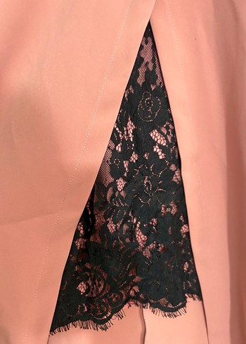 Uzun Pembe Kadın Ofis Klasik Kaban - Görsel 2