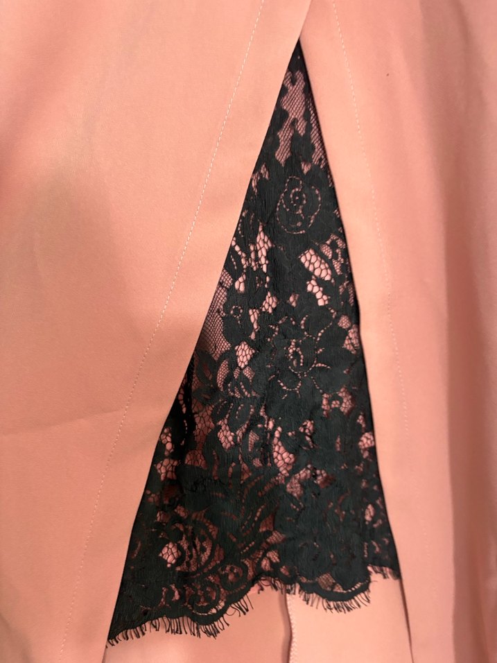 Uzun Pembe Kadın Ofis Klasik Kaban - Görsel 2