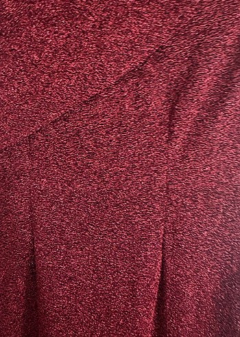 Bordo Drapeli V Yaka Uzun Abiye Elbise - Görsel 3