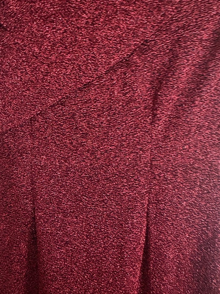 Bordo Drapeli V Yaka Uzun Abiye Elbise - Görsel 3