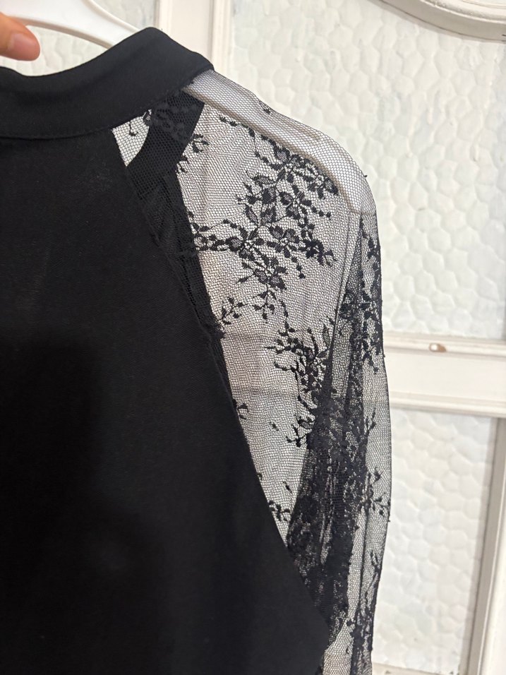 Drapeli Siyah Gotik Uzun Kollu Elbise - Görsel 3