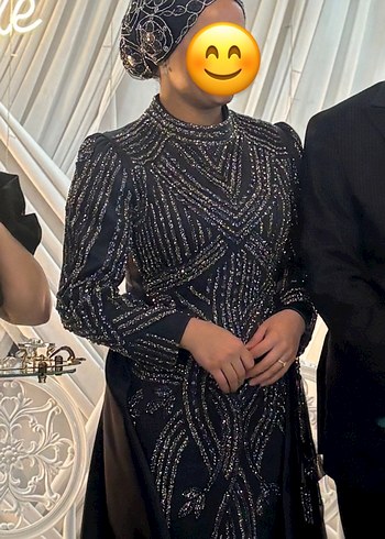 Uzun Kollu antrasit  Payetli Gece Elbisesi nişanımda giyindim - Görsel 4