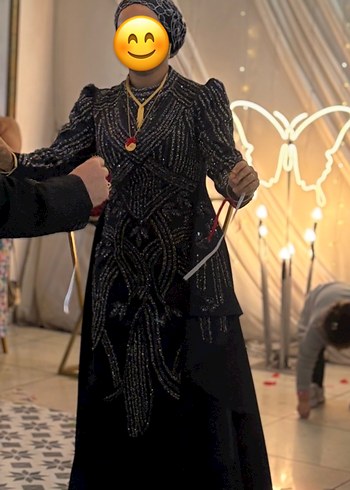 Uzun Kollu antrasit  Payetli Gece Elbisesi nişanımda giyindim - Görsel 5