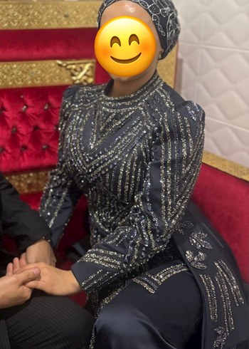 Uzun Kollu antrasit  Payetli Gece Elbisesi nişanımda giyindim - Görsel 8