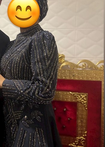 Uzun Kollu antrasit  Payetli Gece Elbisesi nişanımda giyindim - Görsel 6