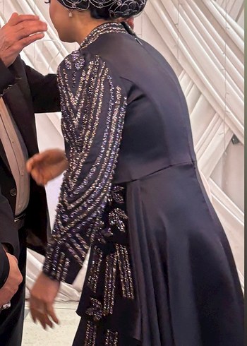 Uzun Kollu antrasit  Payetli Gece Elbisesi nişanımda giyindim - Görsel 11