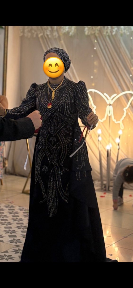 Uzun Kollu antrasit  Payetli Gece Elbisesi nişanımda giyindim - Görsel 5