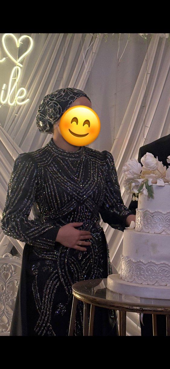 Uzun Kollu antrasit  Payetli Gece Elbisesi nişanımda giyindim - Görsel 3