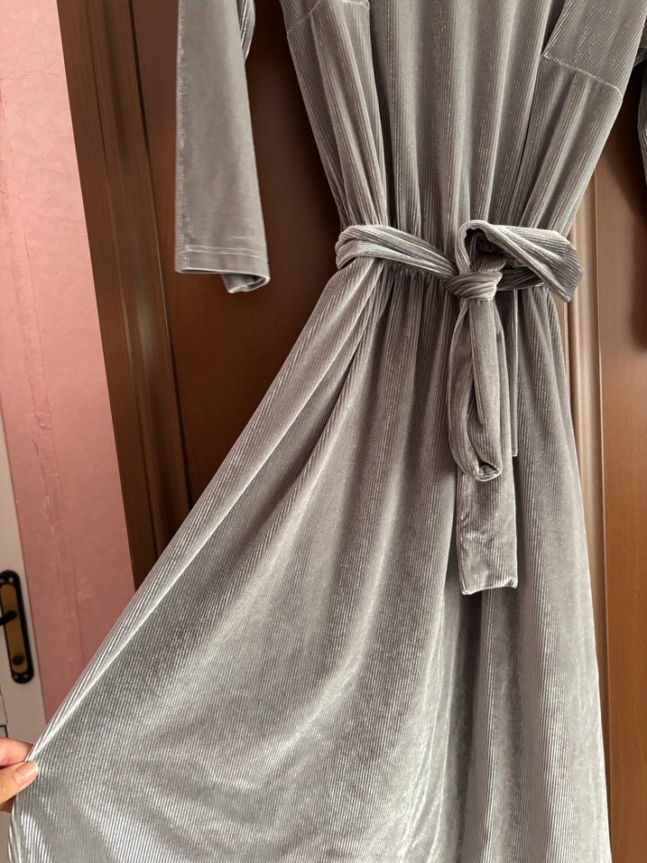 Gri Süet Uzun Elbise - Görsel 2