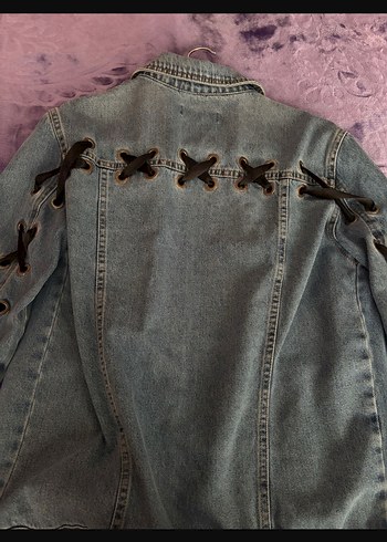 Gri Düğmeli Kadın Denim Ceket - Görsel 2