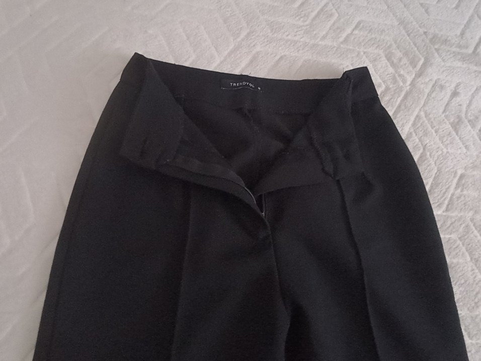 Siyah Midi Kumaş Kadın Pantolon - Görsel 2
