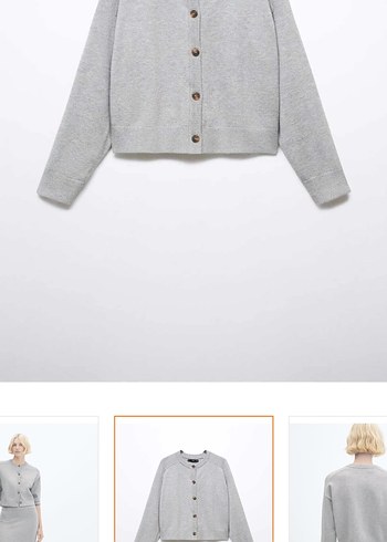 Gri Düğmeli Midi Kadın Hırka - Görsel 2