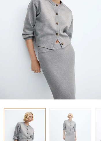 Gri Düğmeli Midi Kadın Hırka - Görsel 5