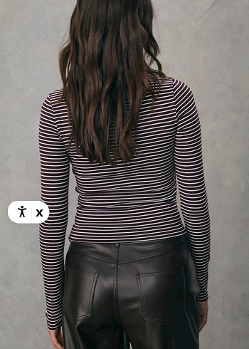 Bordo beyaz çizgili basic - Görsel 4