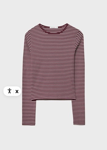 Bordo beyaz çizgili basic - Görsel 3