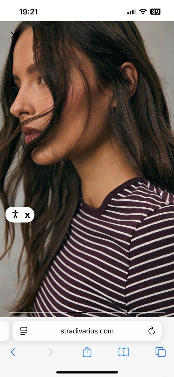 Bordo beyaz çizgili basic - Görsel 2