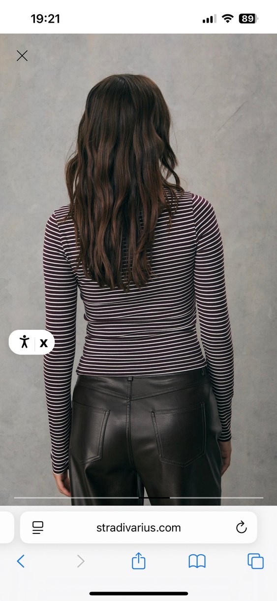 Bordo beyaz çizgili basic - Görsel 4