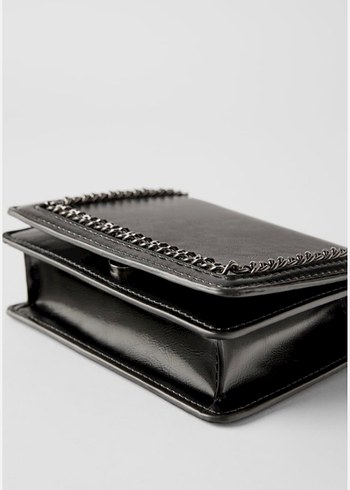 Zincir Detaylı Siyah Deri Zara mini çanta - Görsel 3