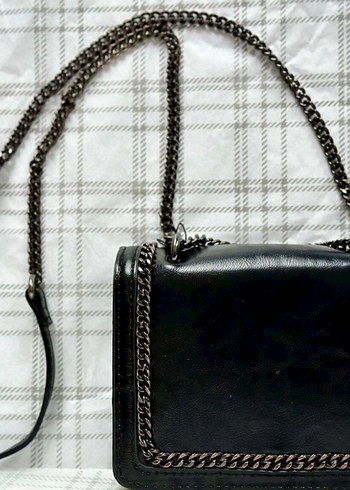 Zincir Detaylı Siyah Deri Zara mini çanta - Görsel 2