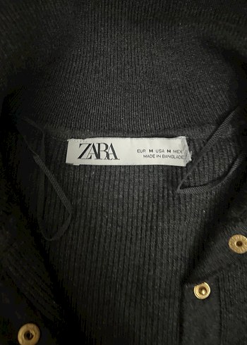 Düğmeli Gri Yün Kadın Kazak Zara - Görsel 3