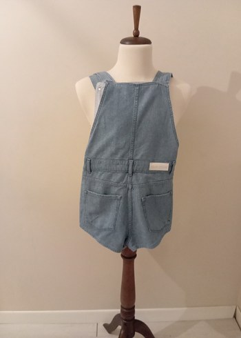 Kız Çocuk Kot Düğmeli Askılı Şort Tulum - Görsel 2