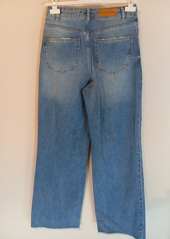 Kadın Mavi Bol Kesim Midi Kot Pantolon - Görsel 4