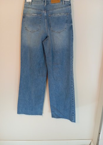 Kadın Mavi Bol Kesim Midi Kot Pantolon - Görsel 3