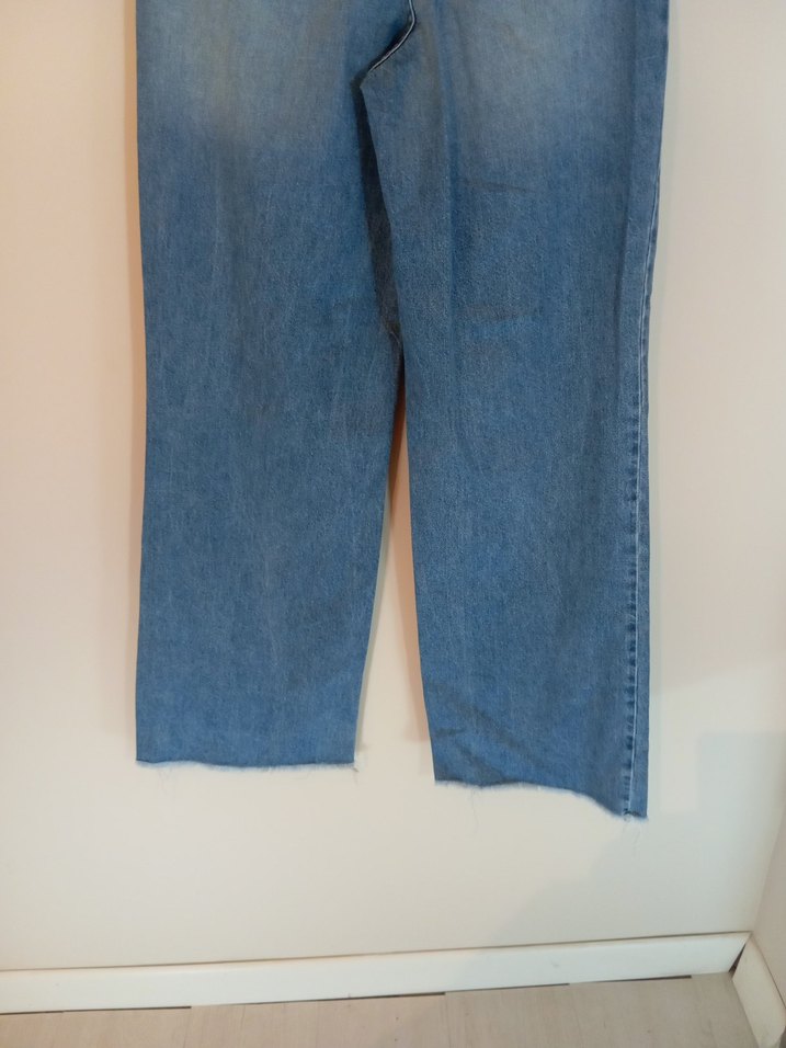 Kadın Mavi Bol Kesim Midi Kot Pantolon - Görsel 5