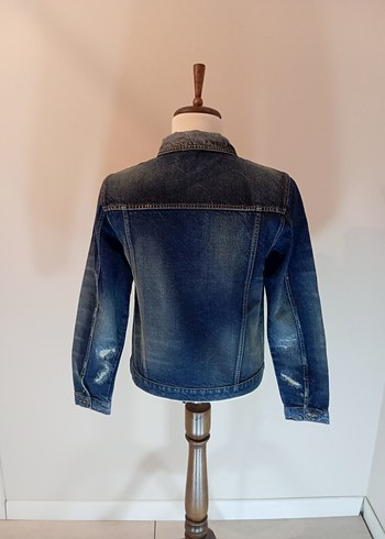 Düğmeli Lacivert Denim Ceket - Görsel 3