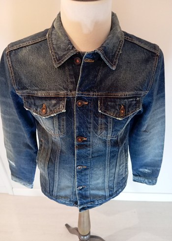 Düğmeli Lacivert Denim Ceket - Görsel 7