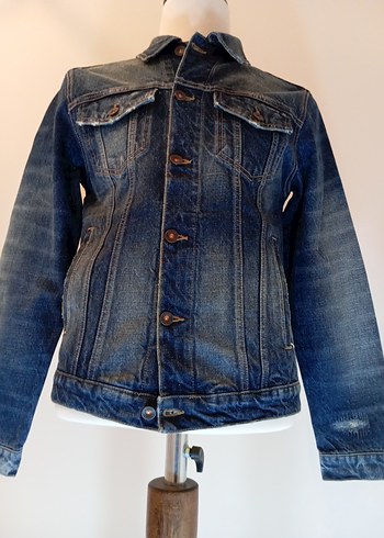 Düğmeli Lacivert Denim Ceket - Görsel 6