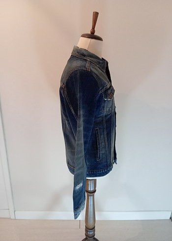Düğmeli Lacivert Denim Ceket - Görsel 4